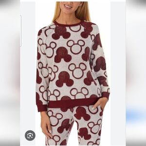 Disney Mickey Mouse Women's 2 Piece Jogger Lounge Set. Gray/red (Medium & Large)